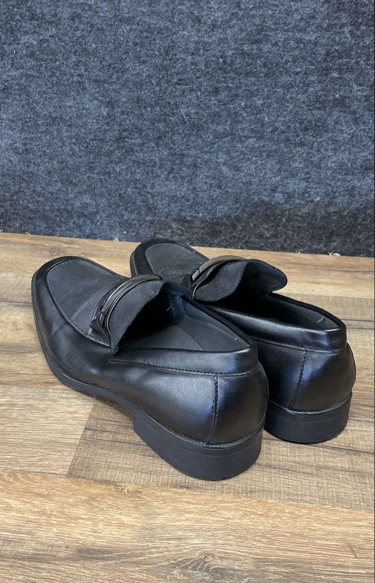 Calvin Klein Ernest Black Leather Textile Slip On Loafers Men's Size 10.5