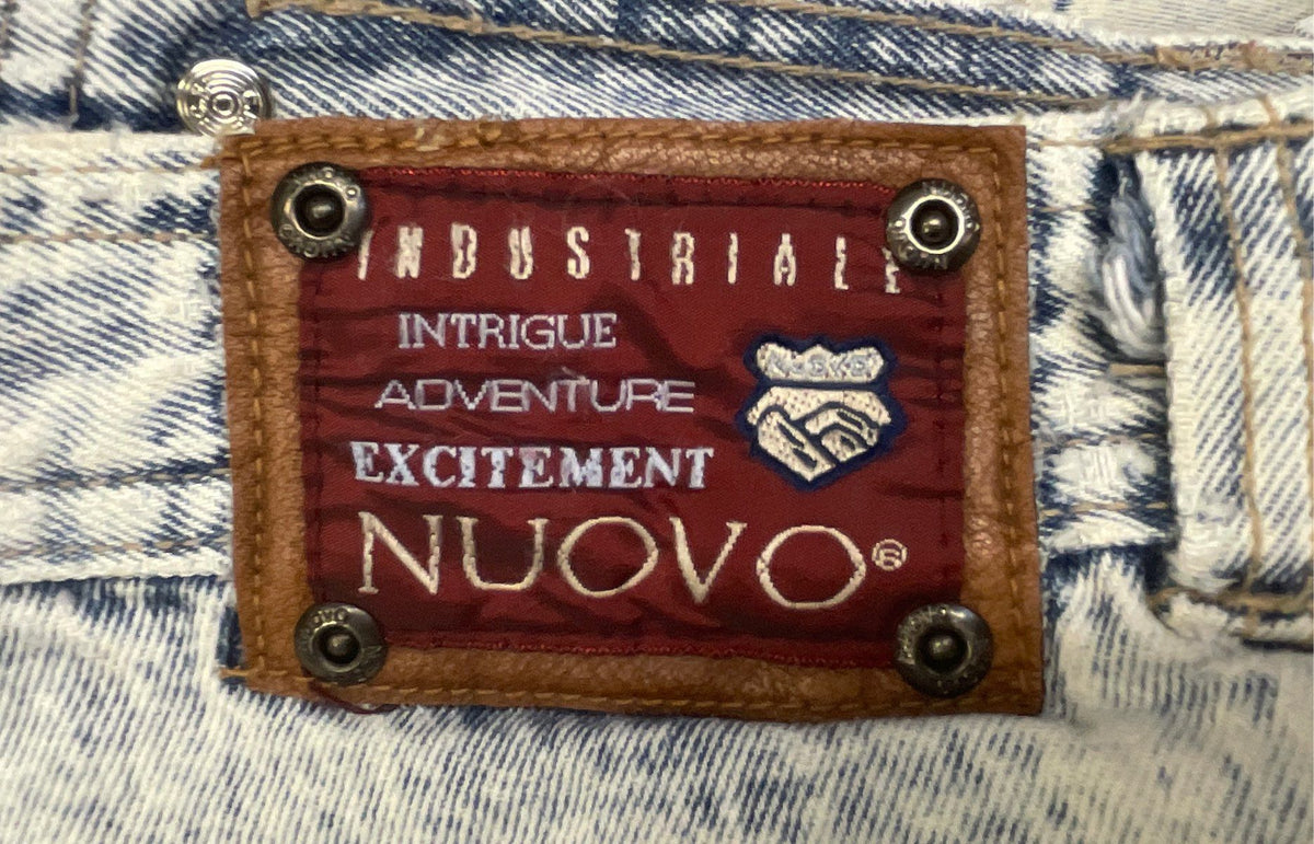 Vintage 90s Nuovo Men's Acid Wash Ripped Distressed Cargo Carpenter Pants
