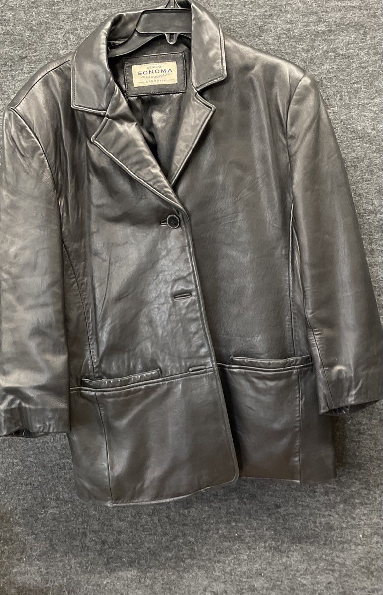 Vintage Sonoma Jean Company Men's Black Lambskin Leather Blazer Jacket Sz L