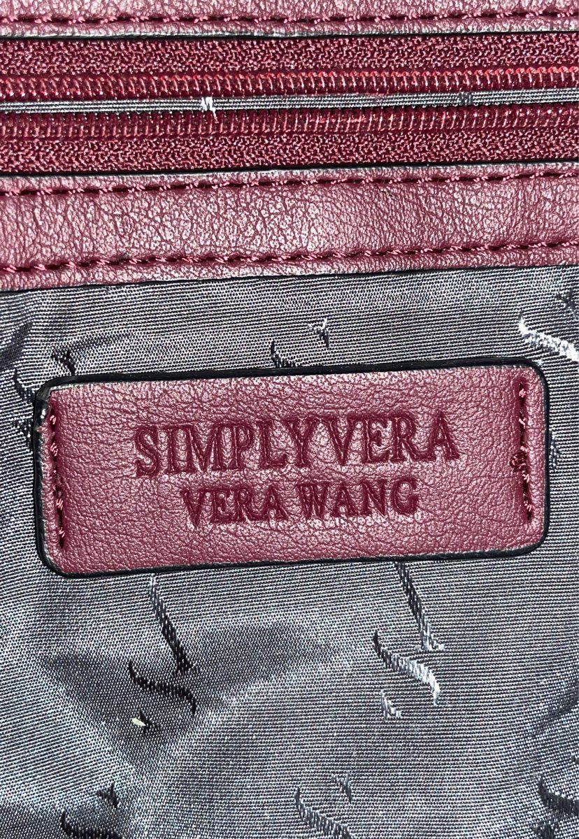 Simply Vera Vera Wang Burgundy Pebbled Faux Leather Satchel Shoulder Crossbody