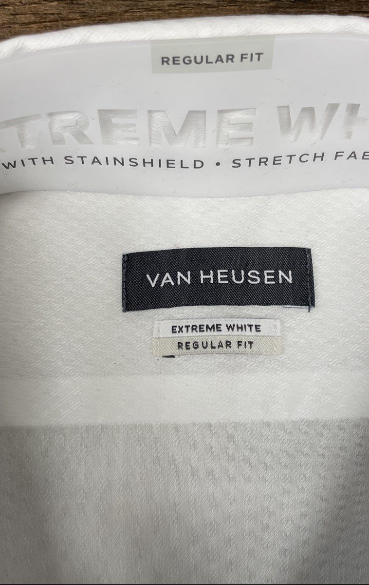 Van Heusen Men's White Extreme White Stainshield Stretch Dress Shirt Sz XL NWT