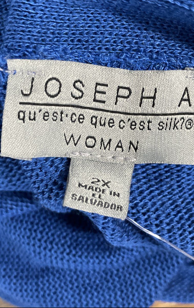Joseph A. Women's True Blue Pointelle Knit Open Front Cardigan Vest Sz 2X NWT