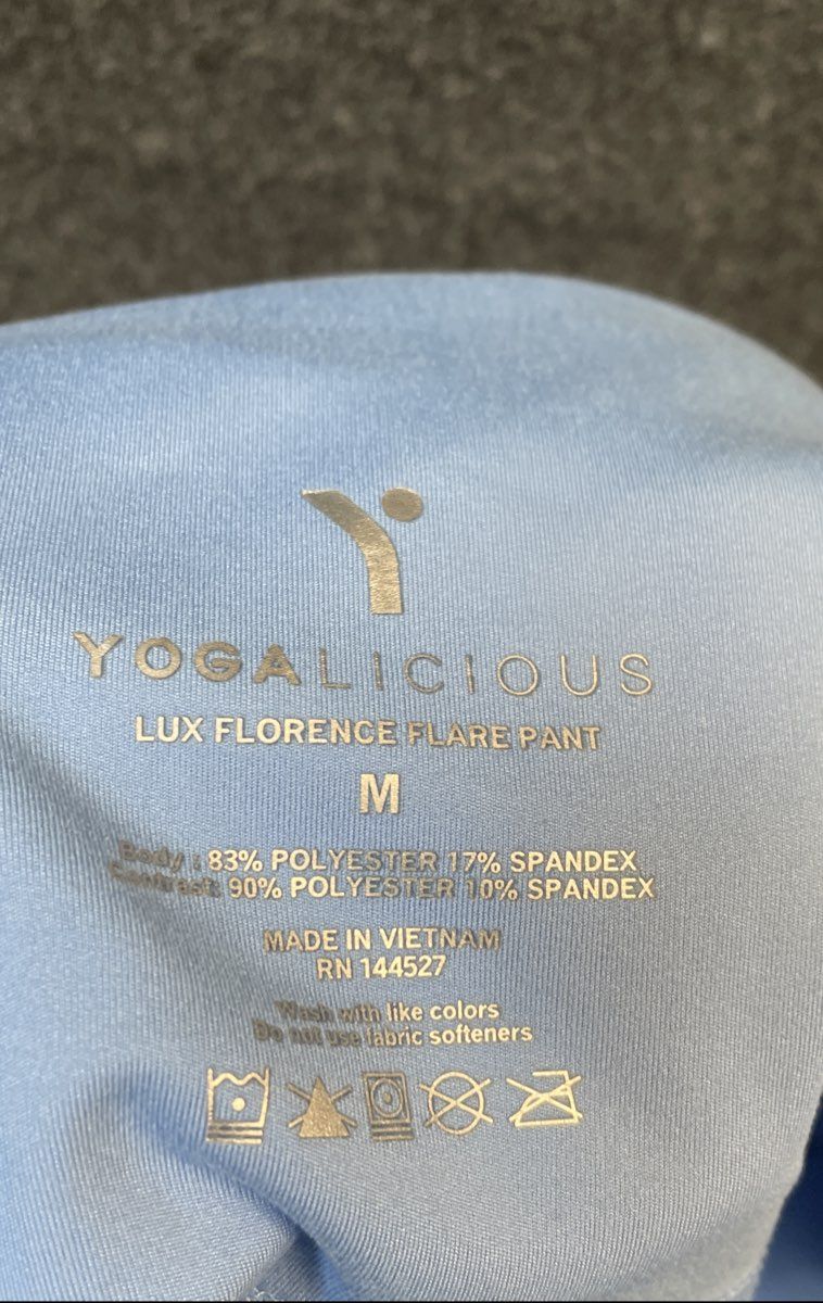 Yogalicious Women's Lux Florence Flare Pants Light Blue Stretch Sz M