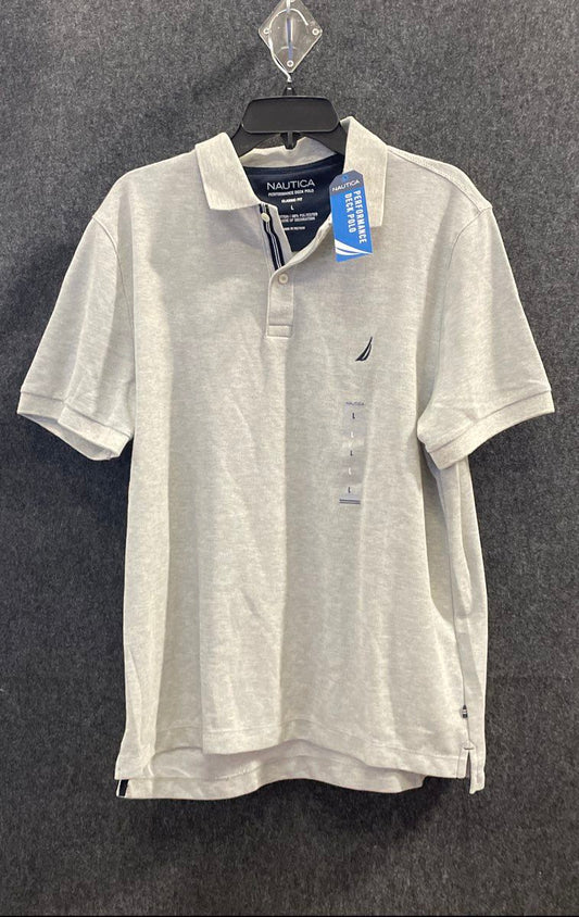 Nautica Men's Grey Heather Performance Deck Polo Shirt Classic Fit Sz L NWT
