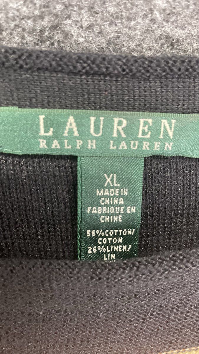 Lauren Ralph Lauren Women's Black Rainbow Serape Stripe Boat Neck Top Sz XL