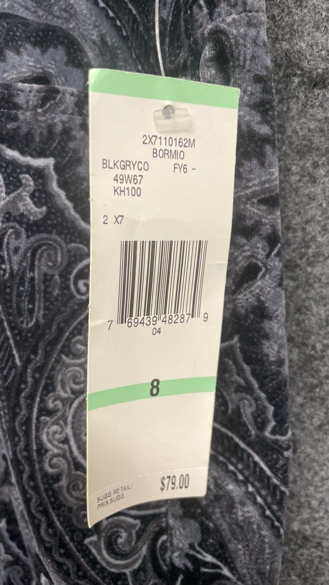 Jones New York Signature Women's Gray Black Paisley Corduroy Pants NWT Sz 8
