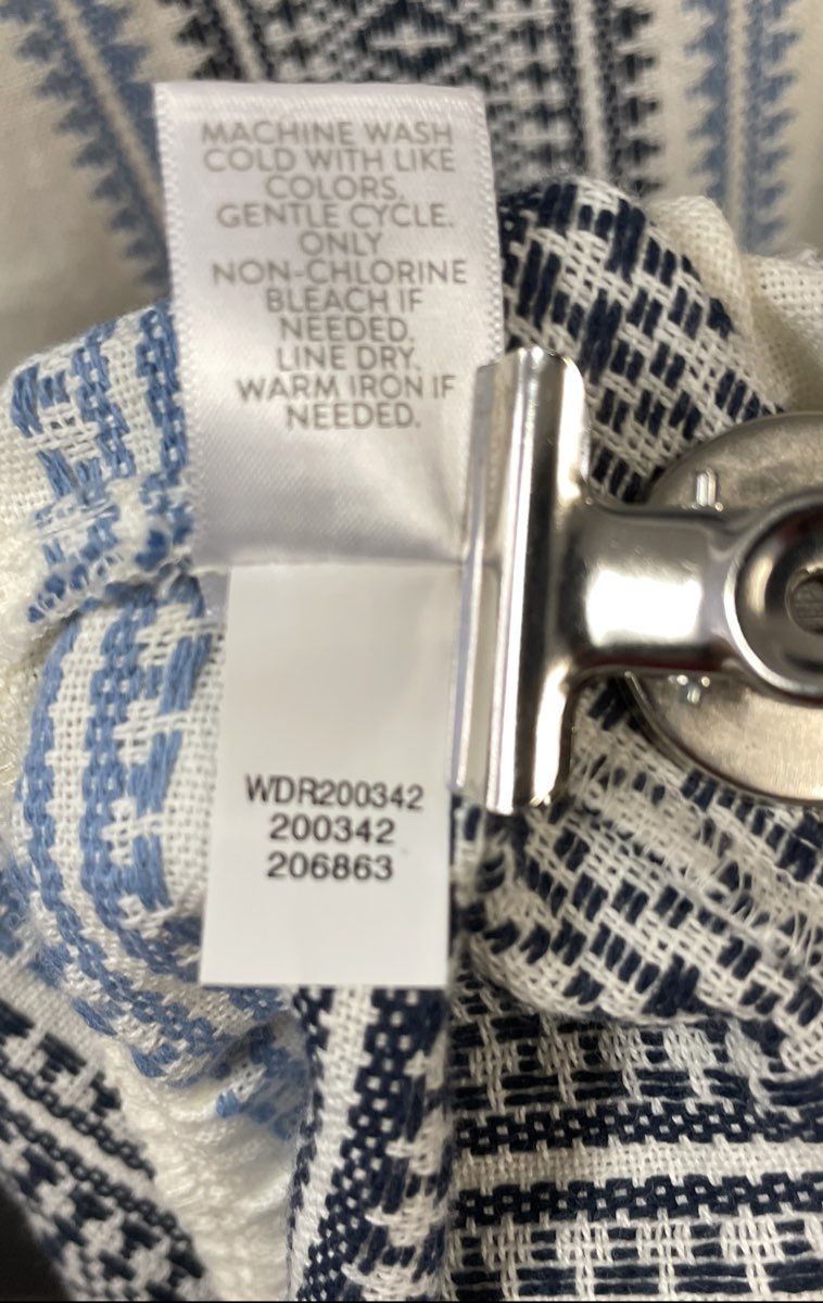J. Jill Women's White Blue Geometric Sleeveless Tiered Sheath Dress Size MP