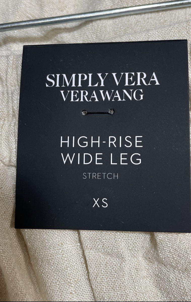 Simply Vera Vera Wang Women's High-Rise Wide Leg Beige Linen Blend Pants Sz XS