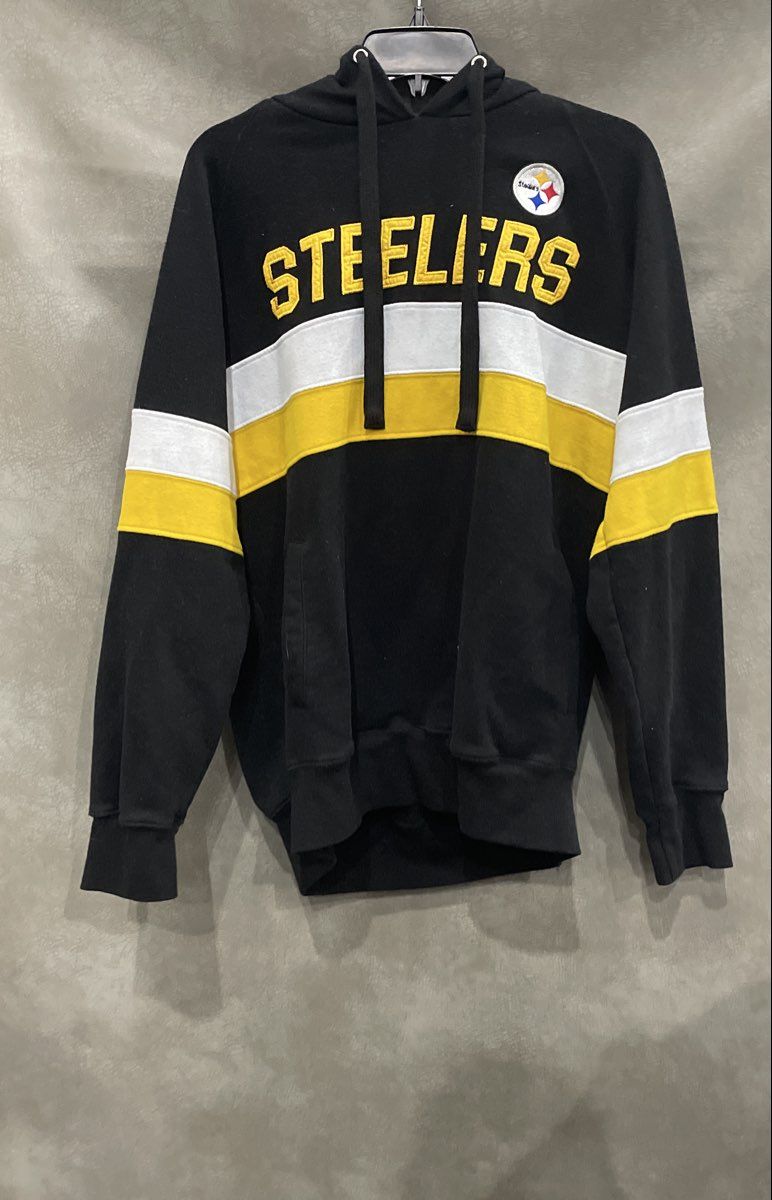 Hands High Men's Pittsburgh Steelers Black Colorblock Pullover Hoodie Sz L