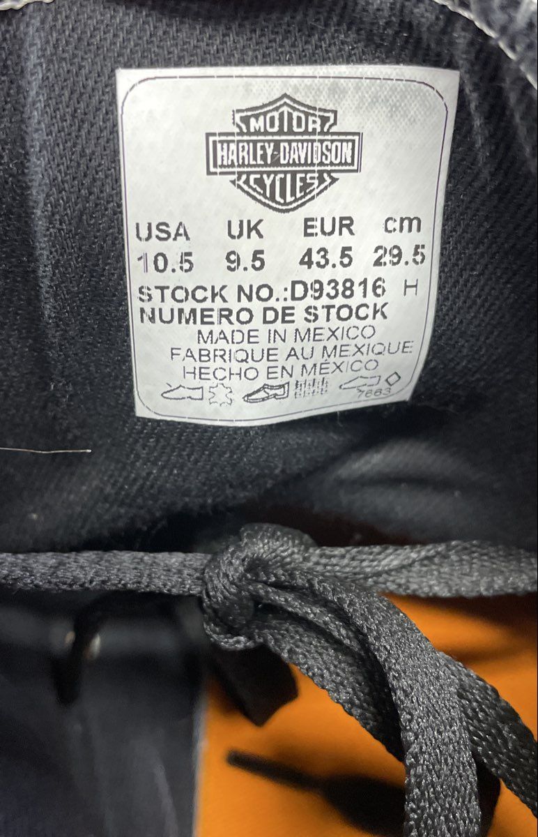 Harley-Davidson D93816 Black Orange Canvas High Top Sneakers Men's Size 10.5
