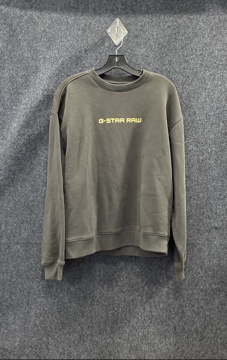 G-Star Raw Women's Olive Green Logo Crewneck Sweatshirt Dropped Shoulder Sz M