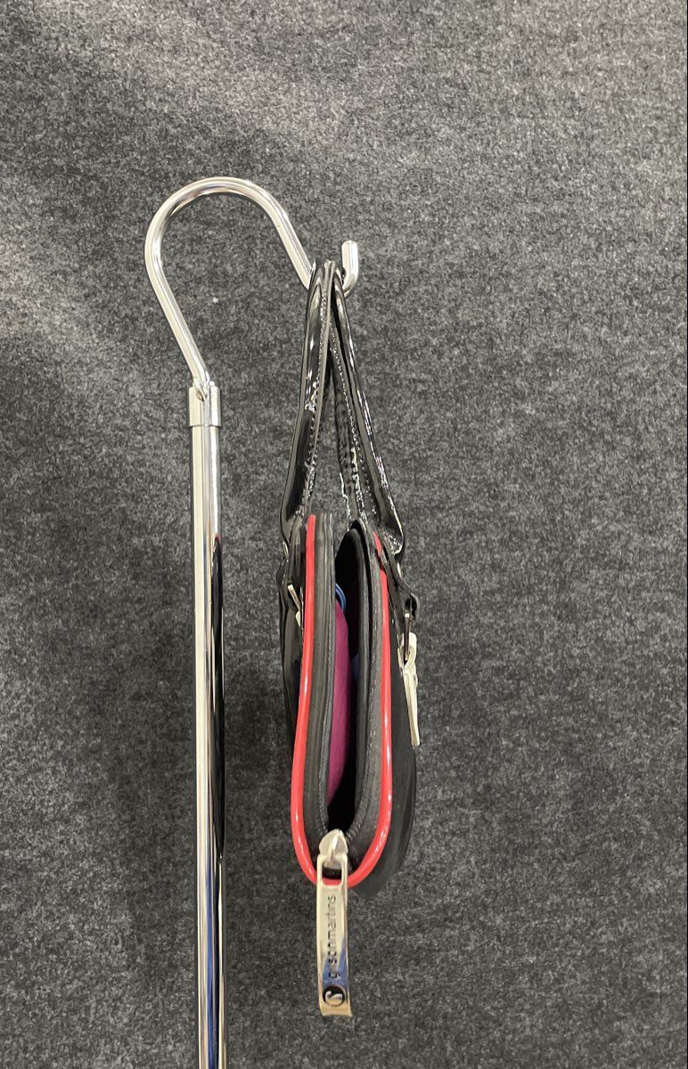 Gilsonmartins Black Latex Purse Red Trim Crescent Arch Handbag Brazilian Satchel
