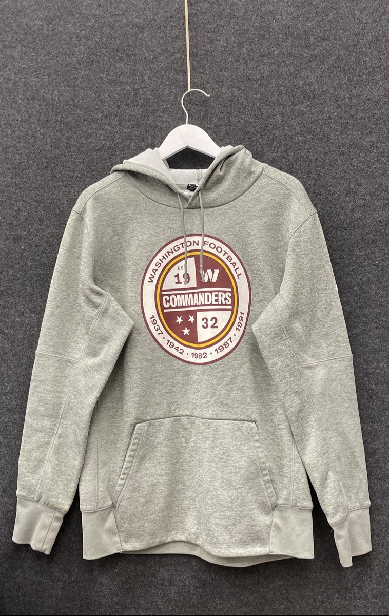Nike Men's Washington Commanders NFL Pullover Hoodie Gray Dri-FIT Graphic Sz L