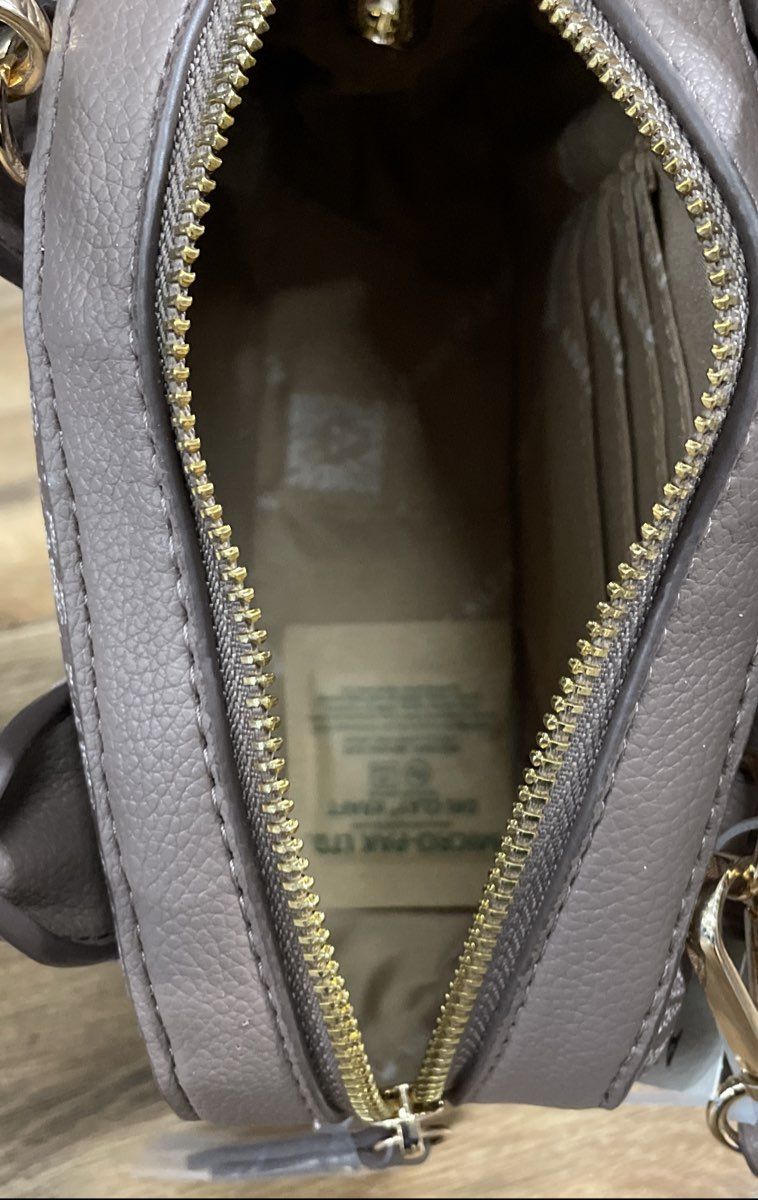 Anne Klein Mink Logo Mini Satchel Crossbody Bag Gold Hardware NWT