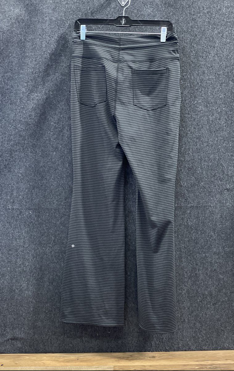 Halara Women's Black Striped Flared Leggings Drawstring Pockets NWT Sz L