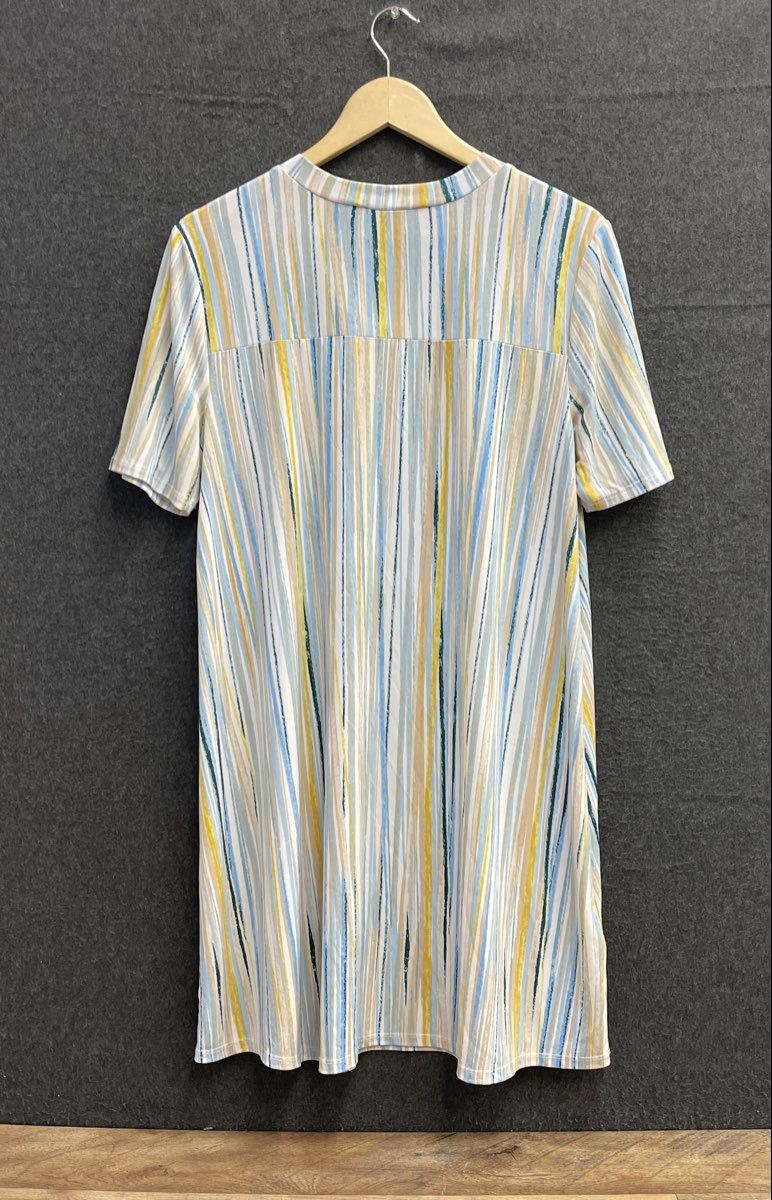 BCBGeneration Women's Multicolor Striped Short Sleeve Shift T-Shirt Dress Sz L