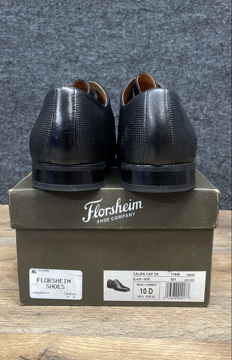 Florsheim Calipa Cap Ox Black Leather Cap Toe Oxford Shoes Size 10 D