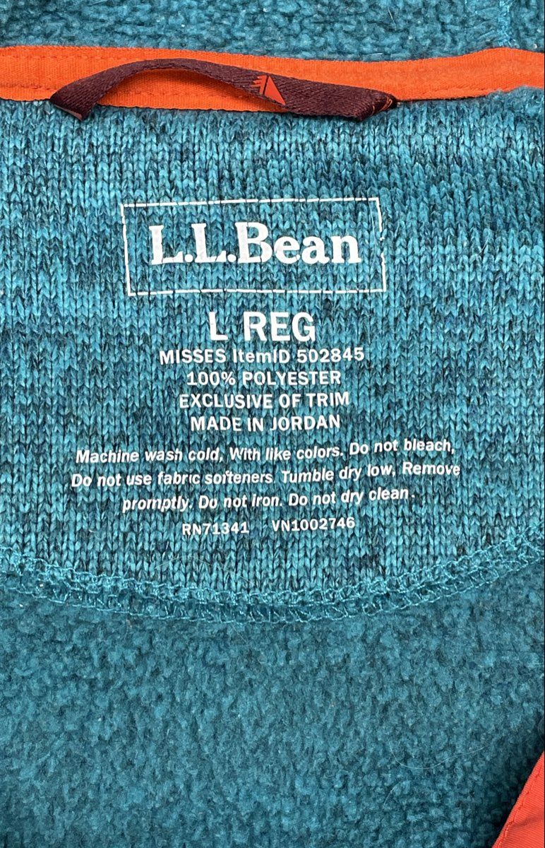 L.L. Bean Women's Colorblock Fleece Hoodie Teal/Gray Sz L REG