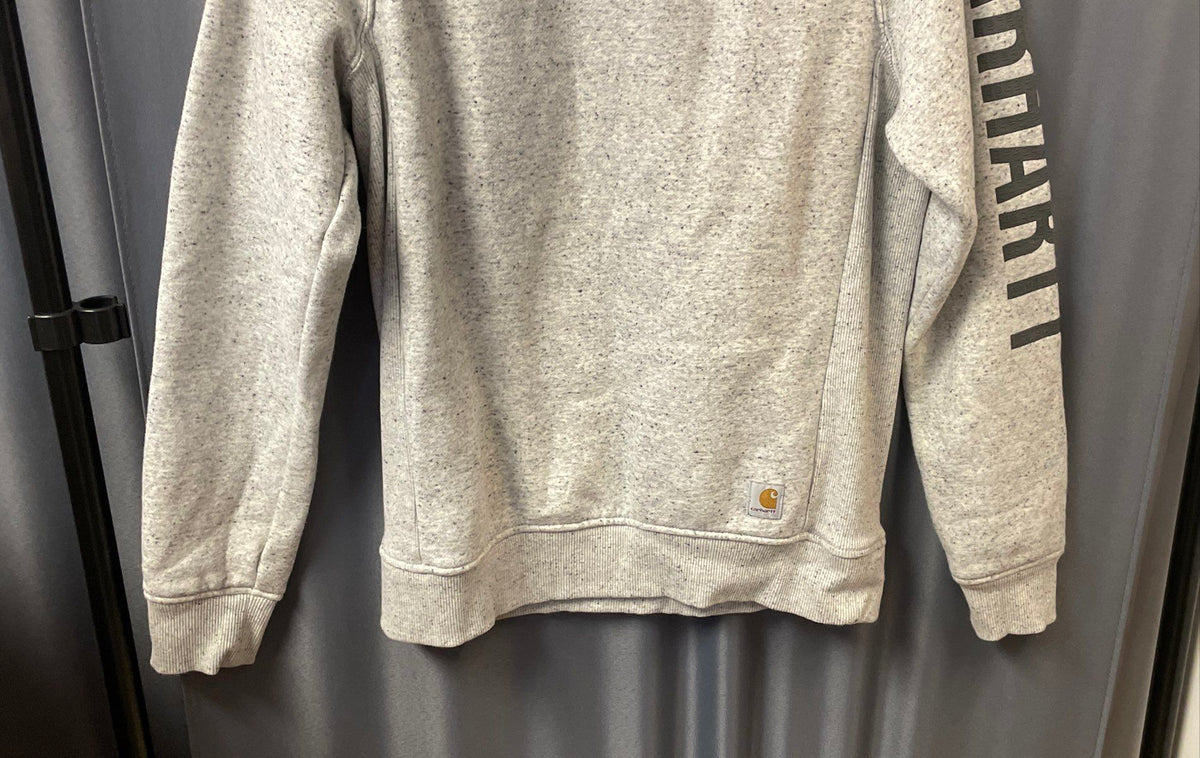 Carhartt Women's Relaxed Fit Crewneck Sweatshirt Heather Gray Logo Sz S (4-6)