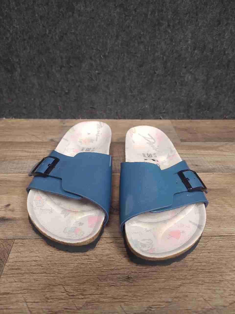Birki's Madrid Blue Single Strap Slide Sandals Women's Size 8 EU 39