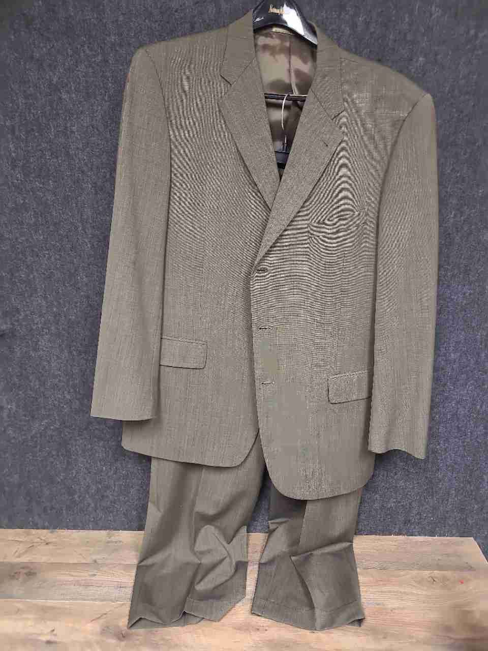 Joseph Abboud Men's Suit Olive Taupe Super 110s Wool Sz 44 43L W37 USA