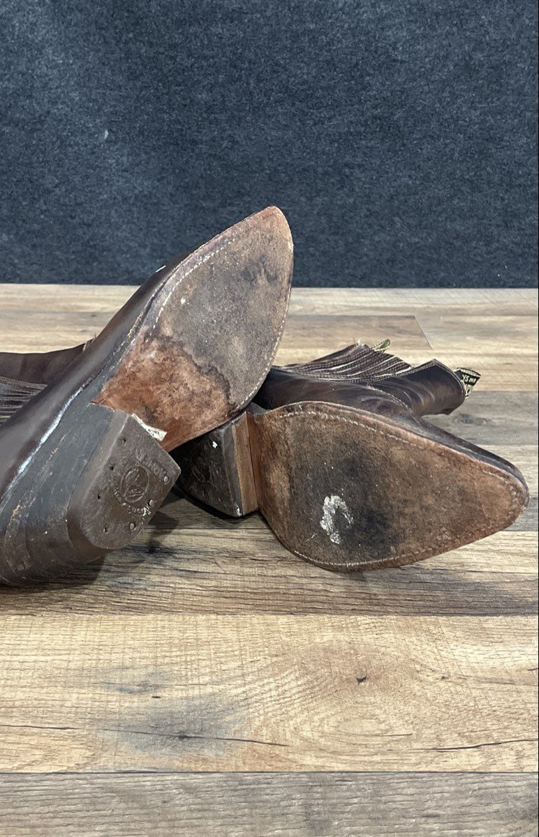 Armenta Brown Leather Western Cowboy Ankle Boots Men's 9