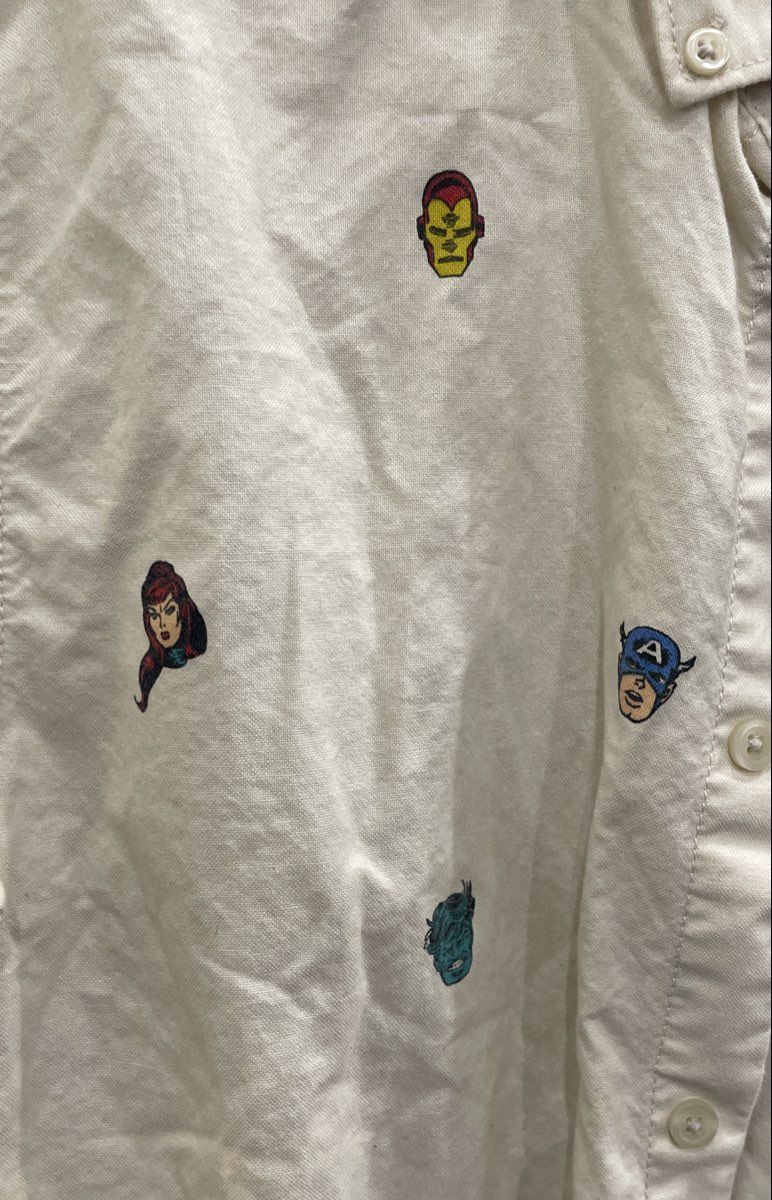 Vans x Marvel Men's Cream All Over Print Avengers Button Up Shirt Sz M