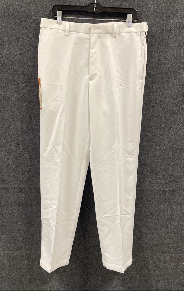 Haggar Men's White Cool 18 Performance Classic Fit Plain Front Pants NWT 34x32