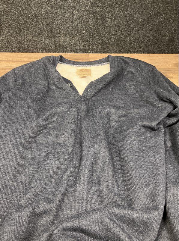 Telluride Clothing Co Men's Gray Sherpa Lined Henley Pullover Sweater Sz S