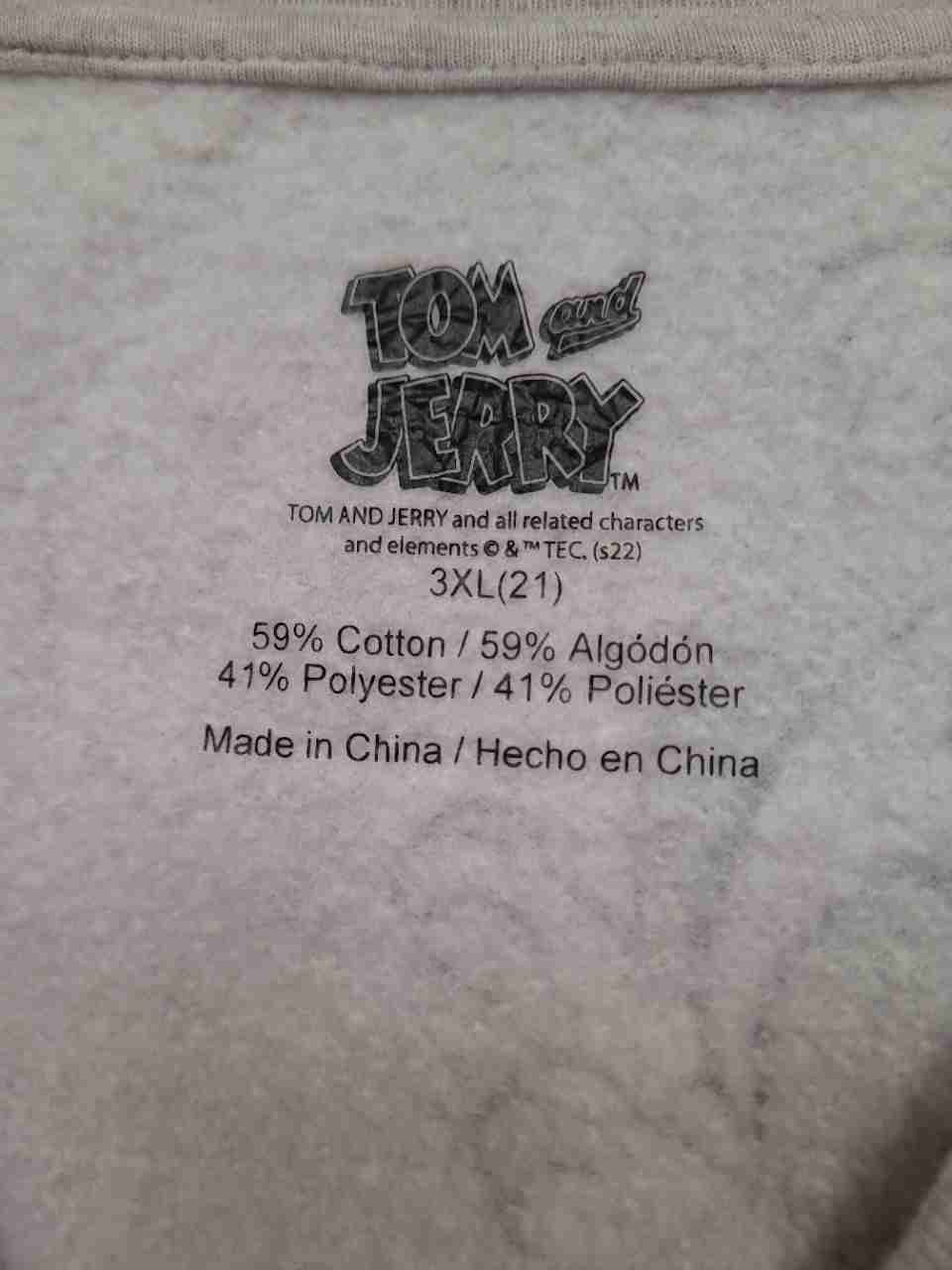 Tom and Jerry Men's Heather Grey All Over Print Crew Neck Sweatshirt Sz 3XL