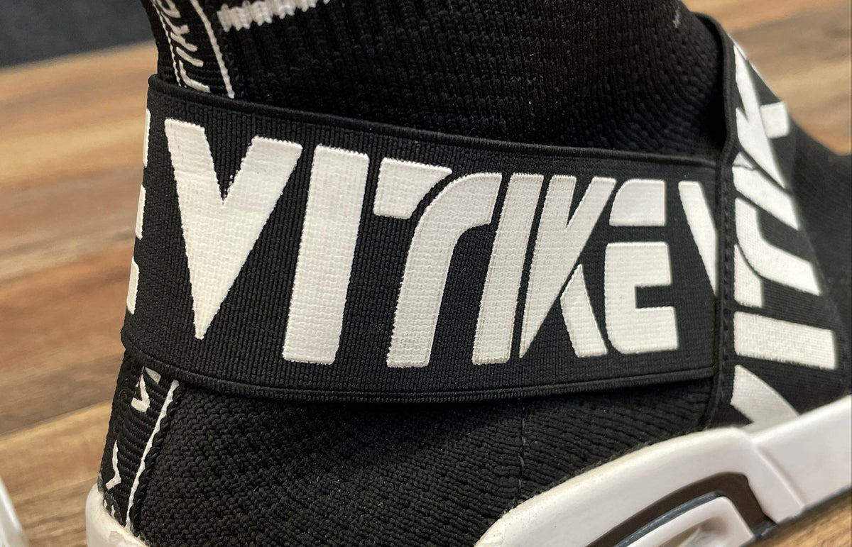Vitike Black White Knit Elastic Strap Sock Sneaker High Top Size 36