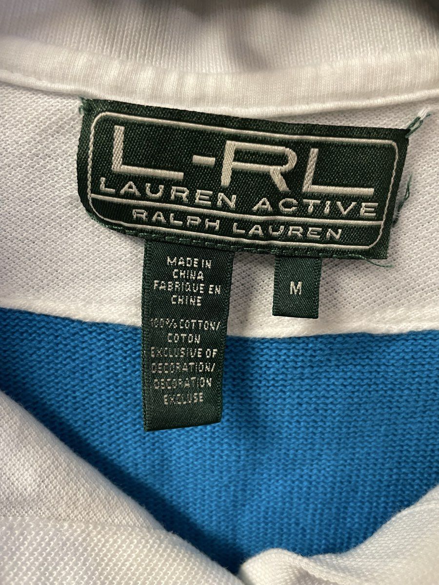 Lauren Active Ralph Lauren Women's Blue White Crest Polo Shirt Knit Top Sz M