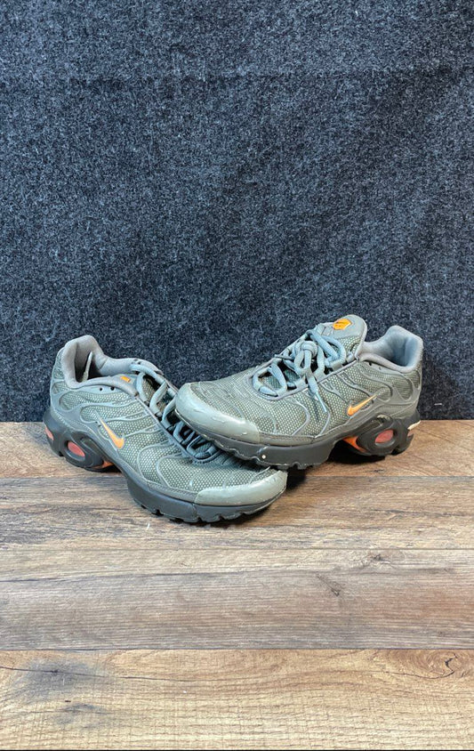 Nike Air Max Plus TN Olive Green Orange Youth Sneakers AO5435-001 Size 6Y