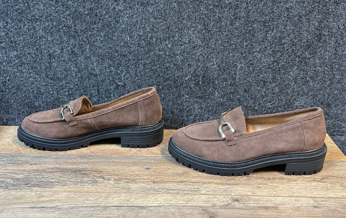 Kelly & Katie Brown Suede Lug Sole Bit Loafers Women's Size 7M