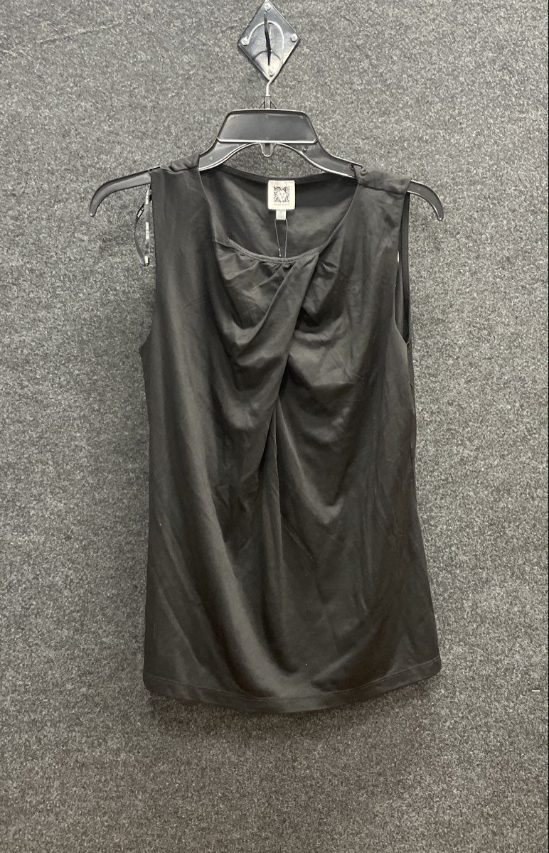 Anne Klein Women's Black Draped Front Sleeveless Suit Separates Blouse Sz M NWT