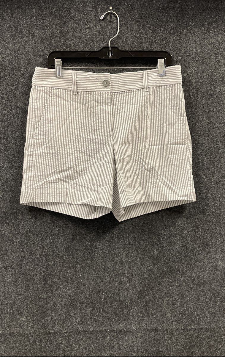Loft Outlet Women's 6" Shorts Grey White Striped Seersucker NWT Sz 6