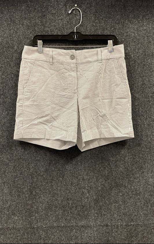 Loft Outlet Women's 6" Shorts Grey White Striped Seersucker NWT Sz 6