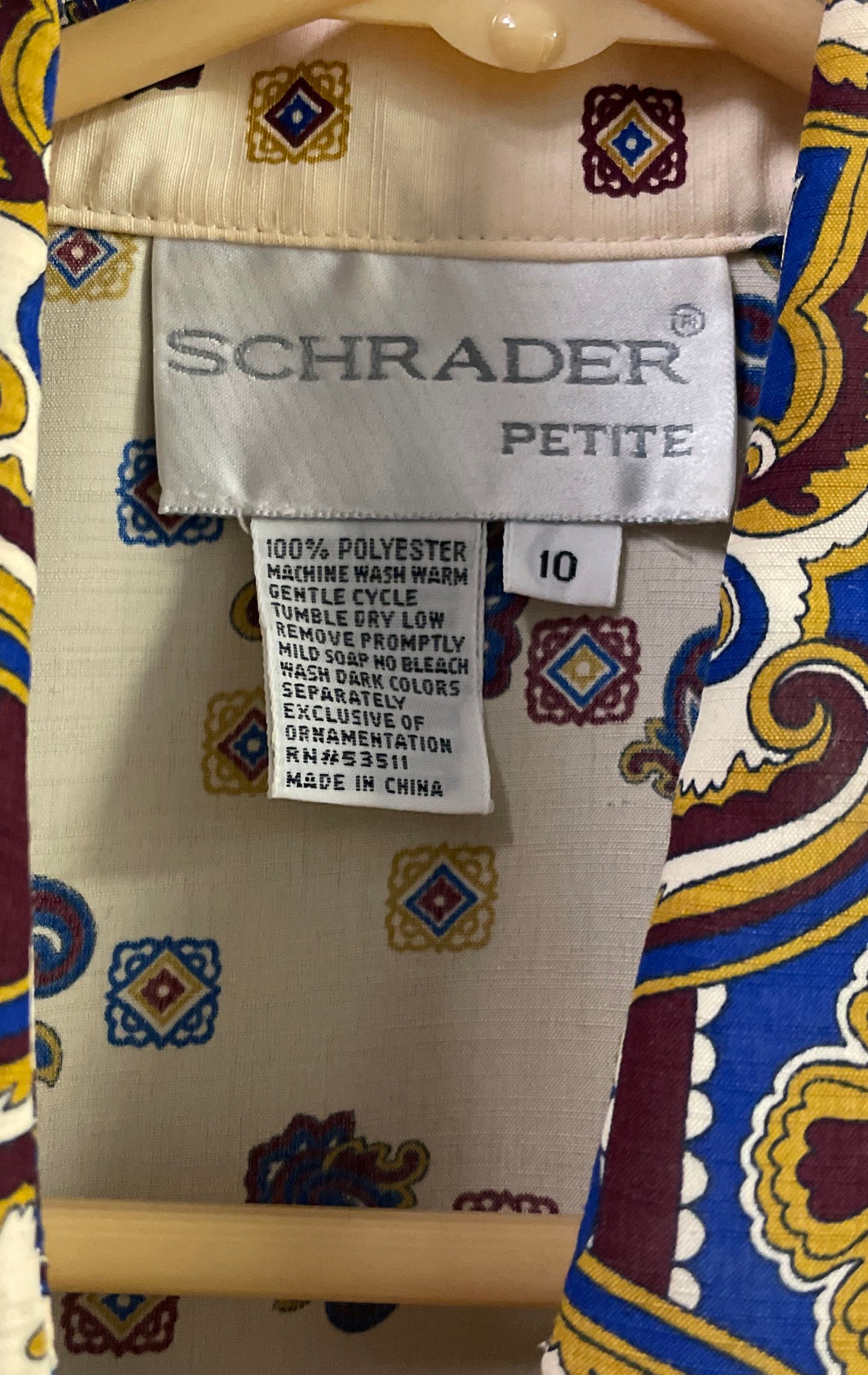 Vintage 90s Schrader Petite Women's Paisley Pleated Belted Shirt Dress Sz 10