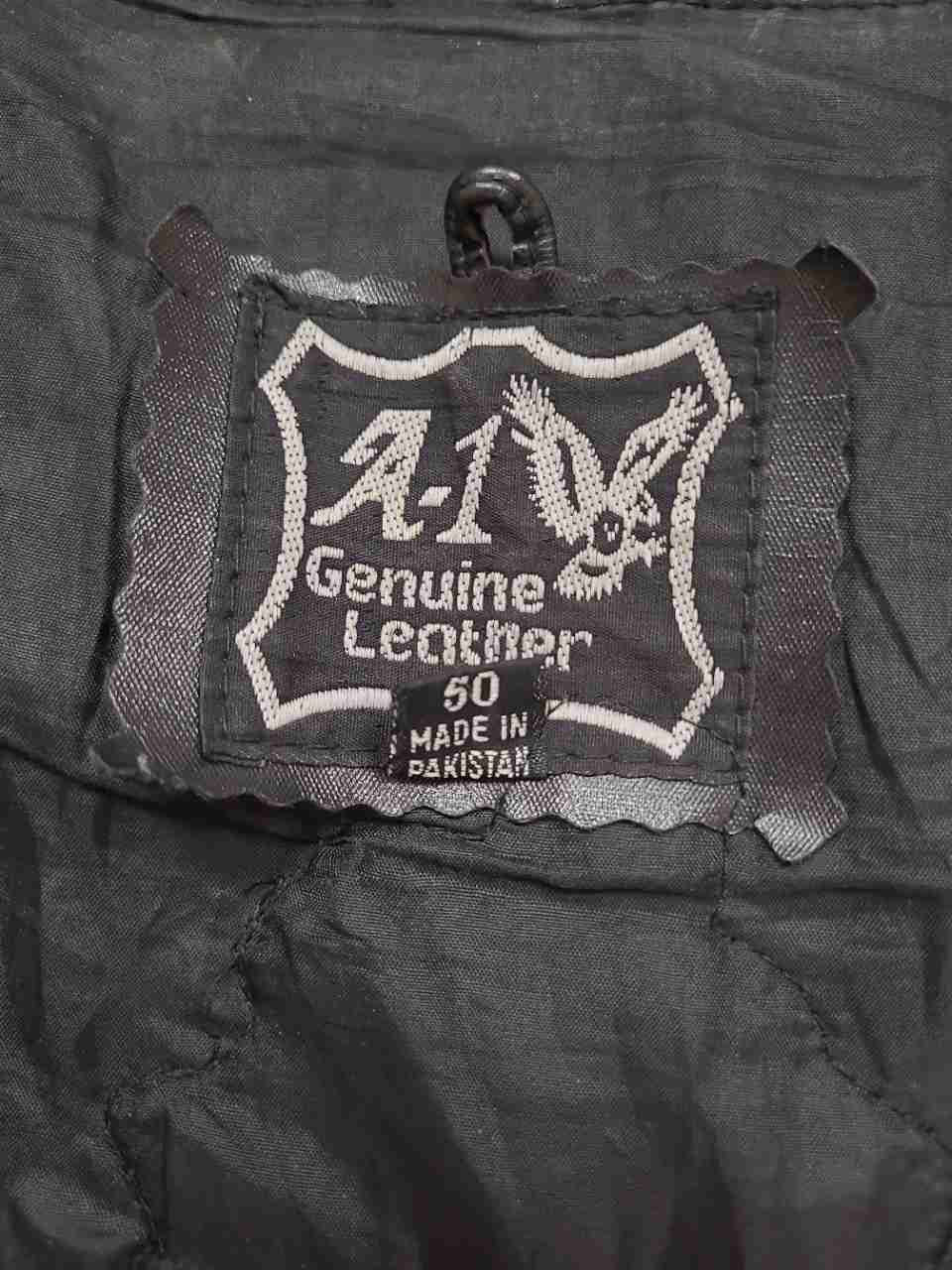 Vintage A-1 Men's Black Leather Biker Vest Skull Rose Patch Snap Front Sz 50