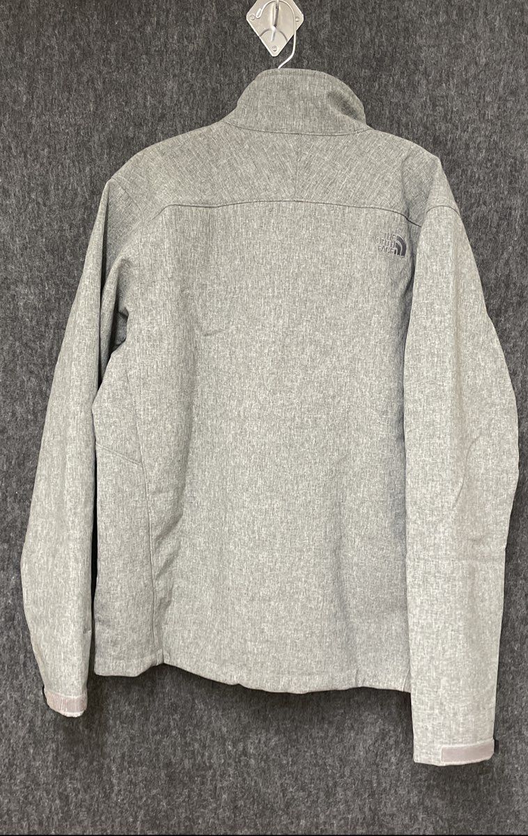 The North Face Men's Softshell Jacket Gray Heathered Full Zip Fleece Lined Sz L