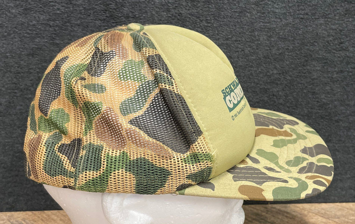 Vintage 1985 Arnold Schwarzenegger Commando Movie Promo Hat Camo Trucker OSFA