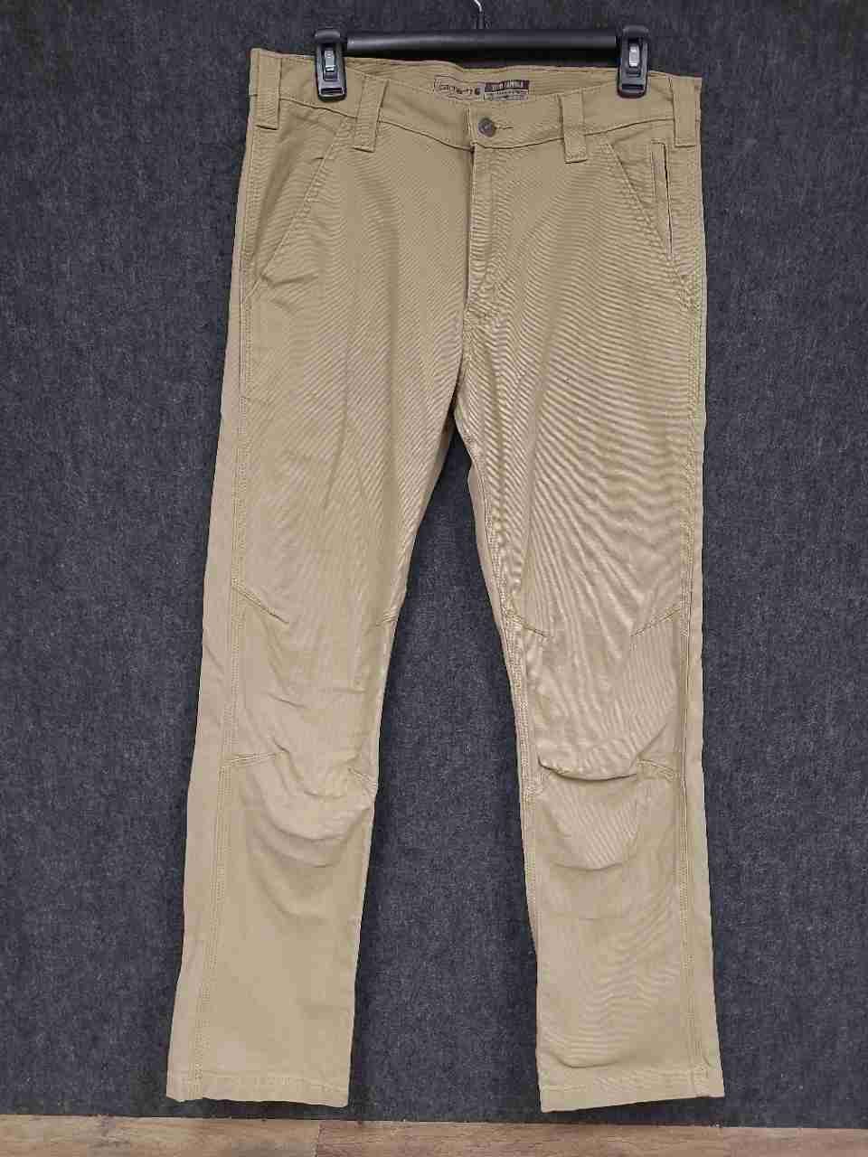 Carhartt Men's Slim Tapered Work Pants Tan Khaki Stretch Canvas Sz 31x30