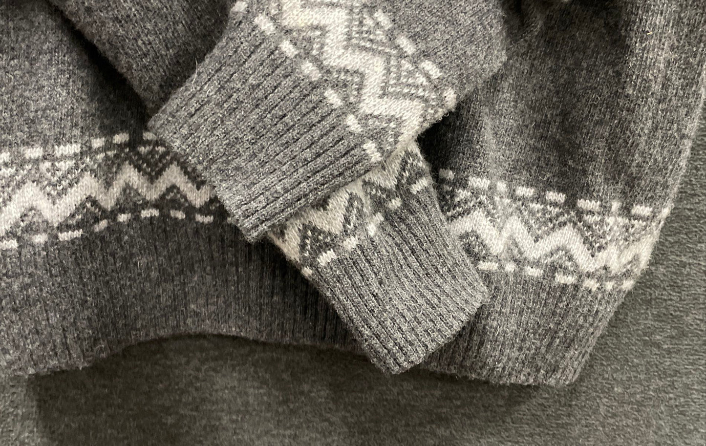 Daniele Blasi Men's Gray Wool Blend Fair Isle Henley Mock Neck Sweater Size M