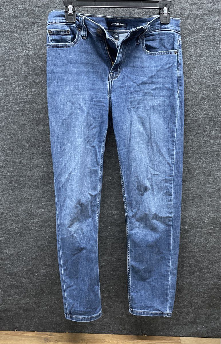 Calvin Klein Jeans Women's Blue Petite Stretch Slim Tapered Denim Jeans Sz 29P
