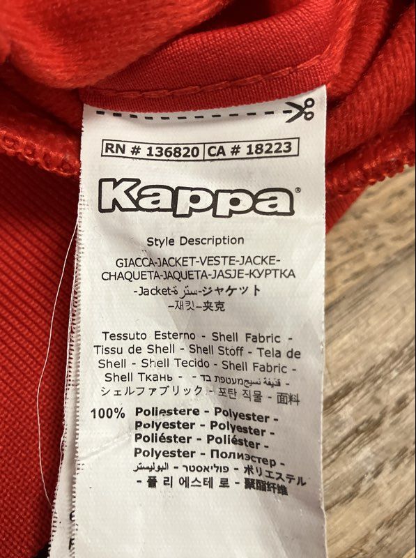 Kappa Men's Full Zip Track Jacket Red White Banda Omini Logo Tape Sleeves