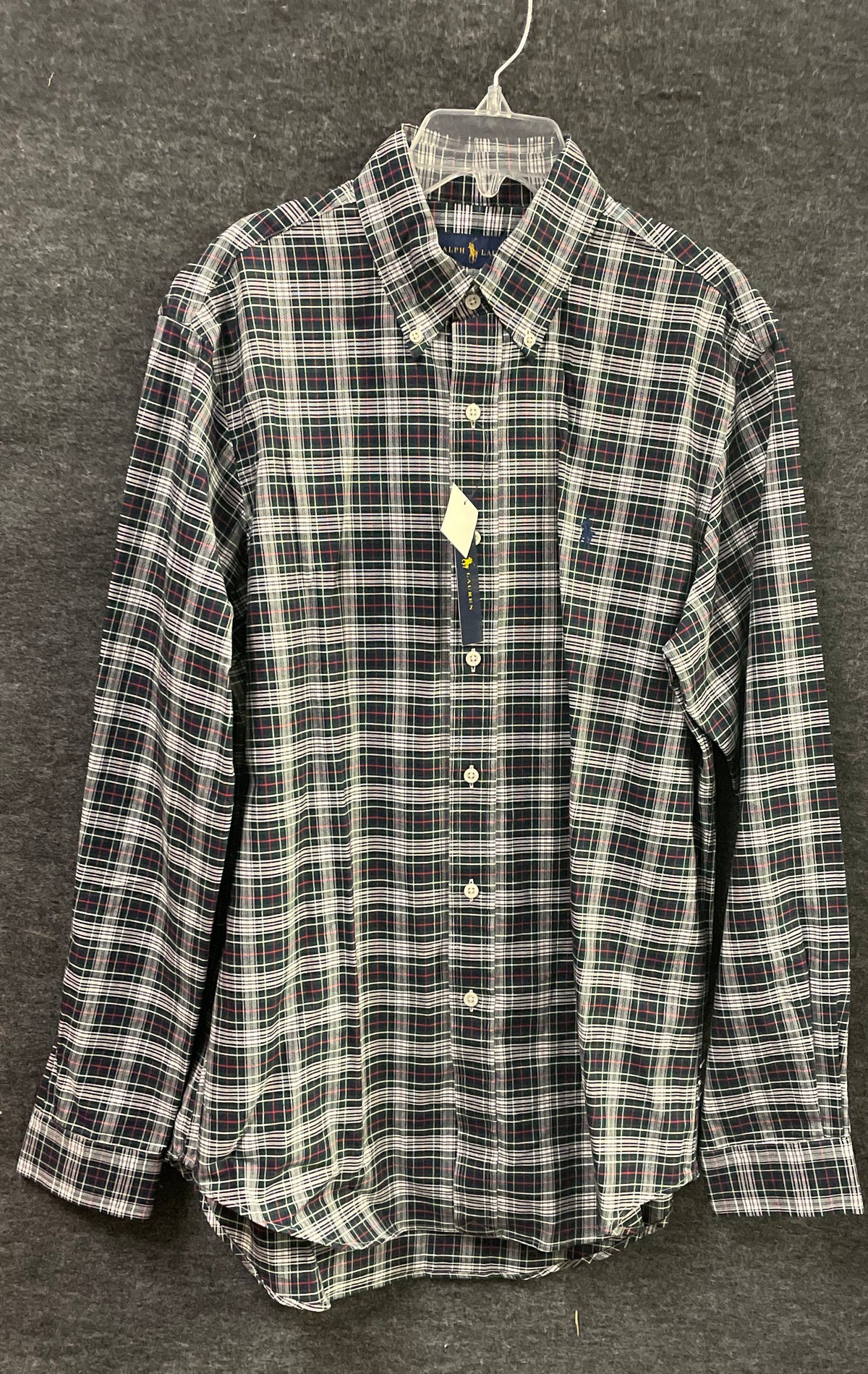 Ralph Lauren Men's Long Sleeve Plaid Button Down Shirt Green Navy Sz M NWT