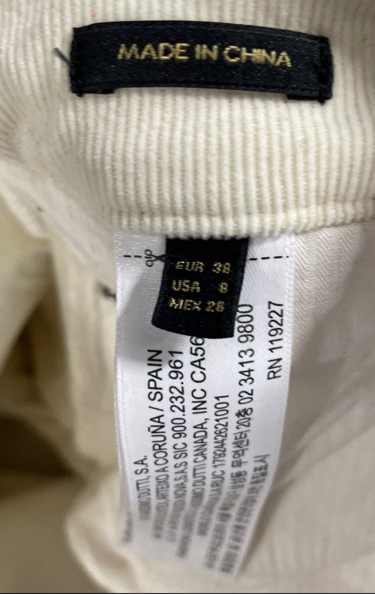 Massimo Dutti Women's White Corduroy Tapered Five-Pocket Stretch Pants Size 8