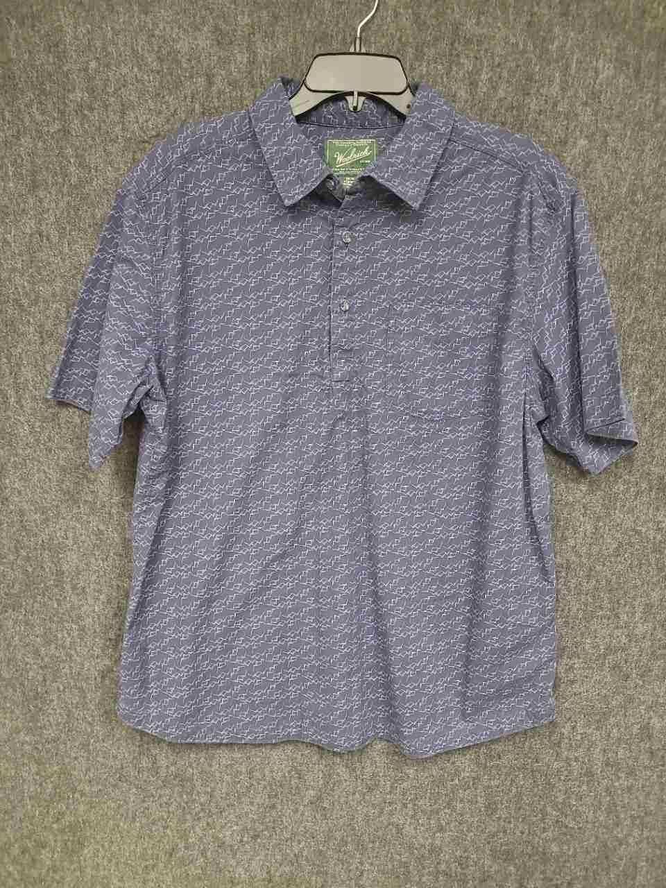 Woolrich Men's Blue Mountain Print Ripstop Cotton Popover Shirt Size XL