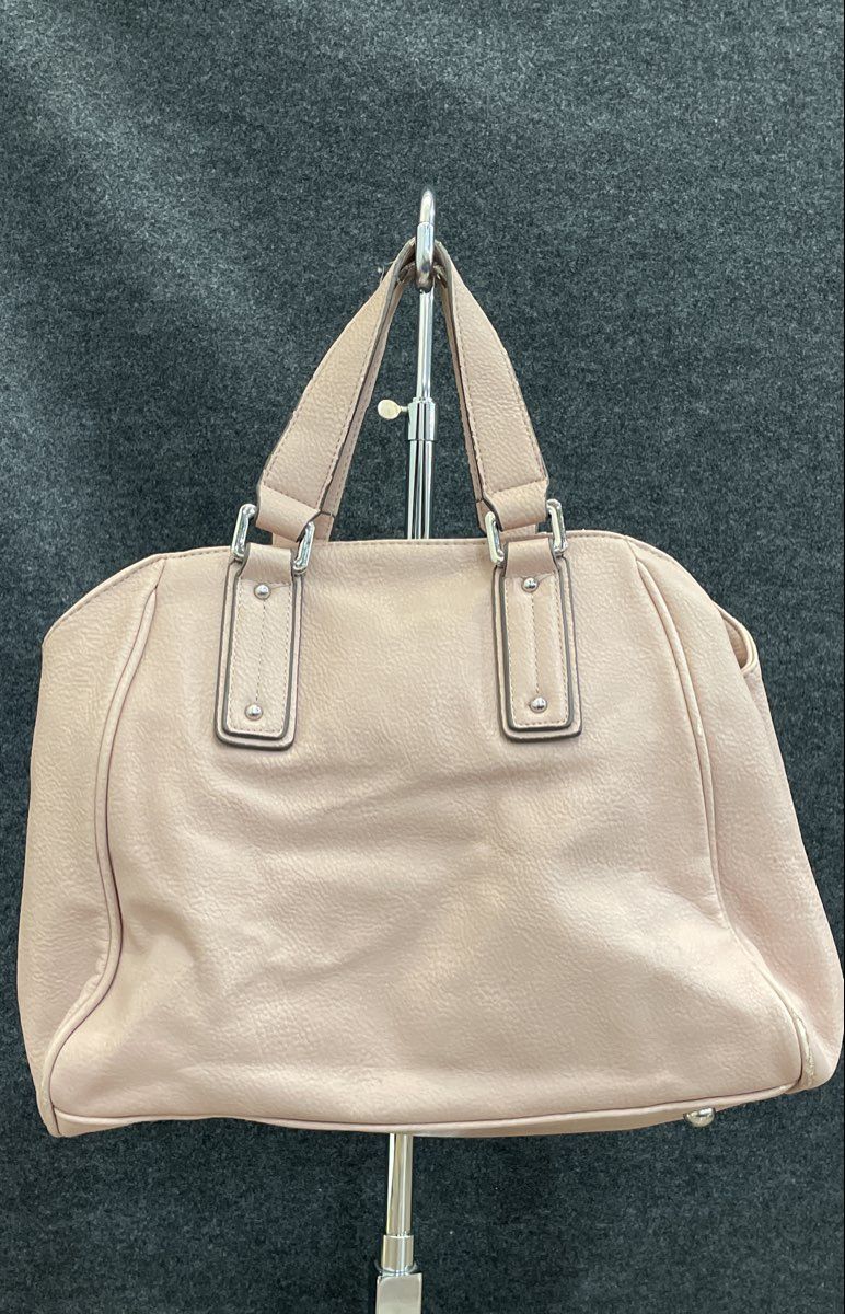 Steve Madden Pink Pebbled Leather Satchel Tote Handbag Silver Hardware