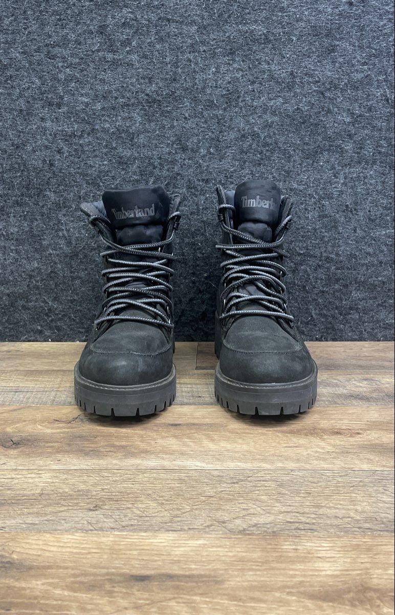 Timberland Sky 6-Inch Black Nubuck Leather Lace Up Boots Women's Size 7